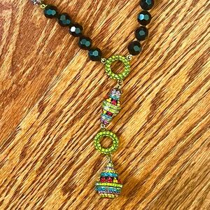 Heidi Daus VTG black faceted beads toggle necklace HUNDREDS SWAROVSKI CRYSTALS